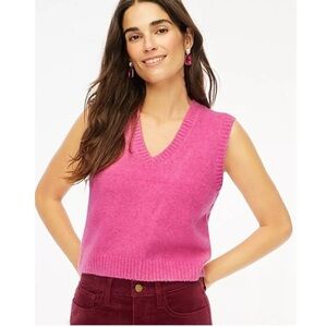 J. Crew Pink V Neck Sweater Vest Extra Soft Yarn size Large NWT
